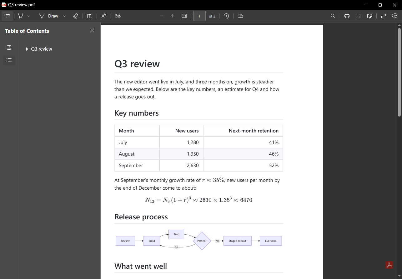 Typeleaf screenshot: Export and print